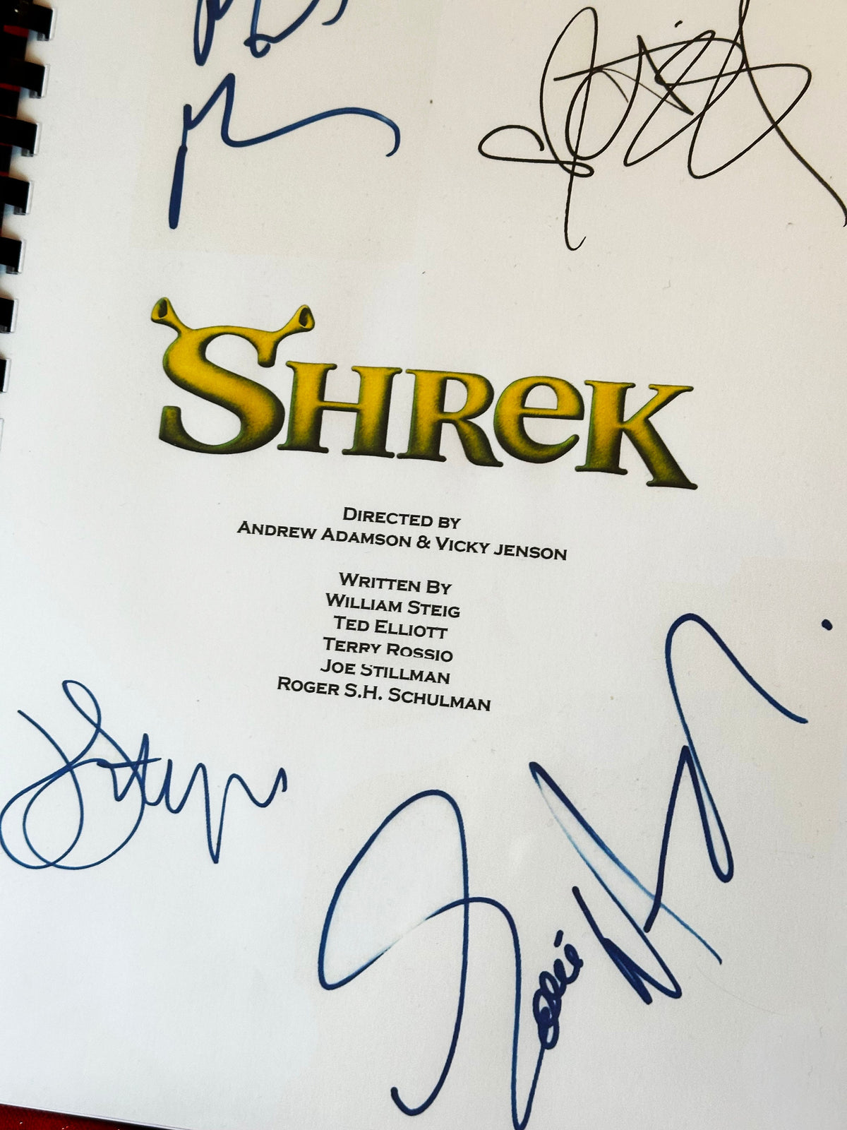 SHREK Signed Movie Script, With Printed Cast Signatures, Autographs
