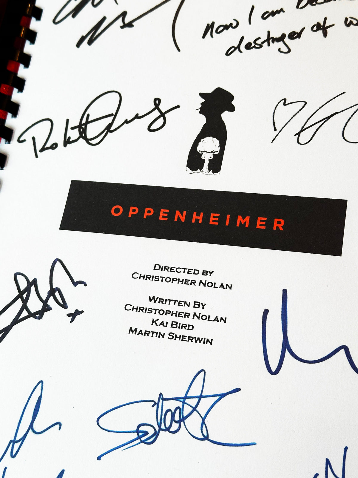 OPPENHEIMER Movie Script, With Printed Cast Signatures, Autographs