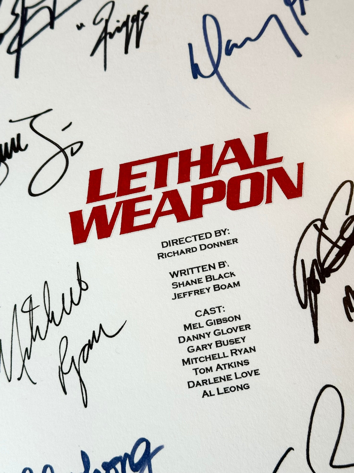 LETHAL WEAPON Signed Movie Script, With Printed Cast Signatures, Autographs
