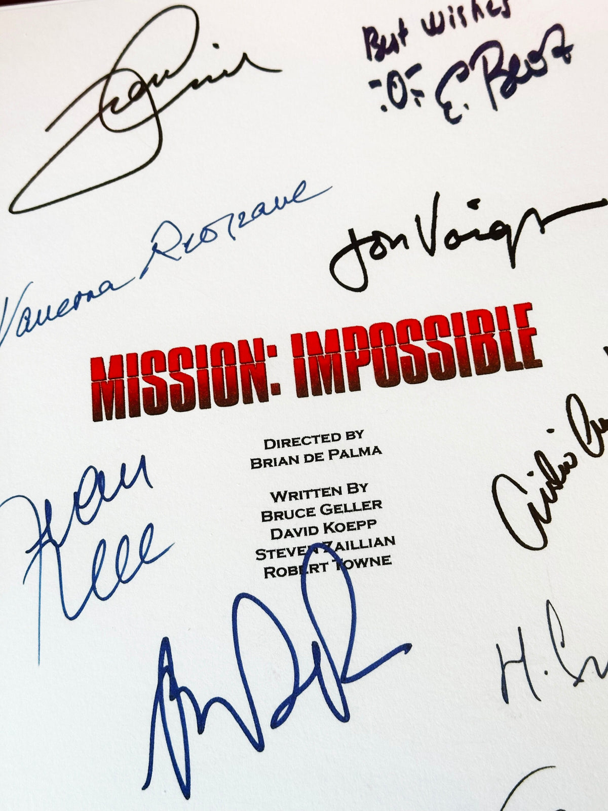 M IMPOSSIBLE Signed Movie Script, With Printed Cast Signatures, Autographs