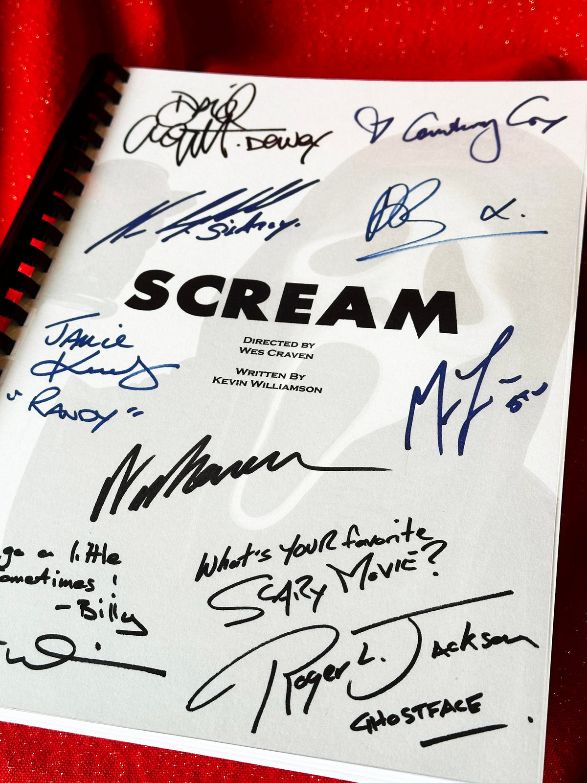 SCREAM Movie Script, With Printed Cast Signatures, Autographs