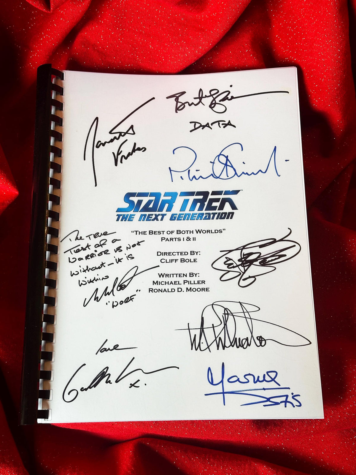 TREK, Next Generation, The Best Of Both Worlds Part 1 & 2 Combined, Script, With Printed Cast Signatures, Autographs