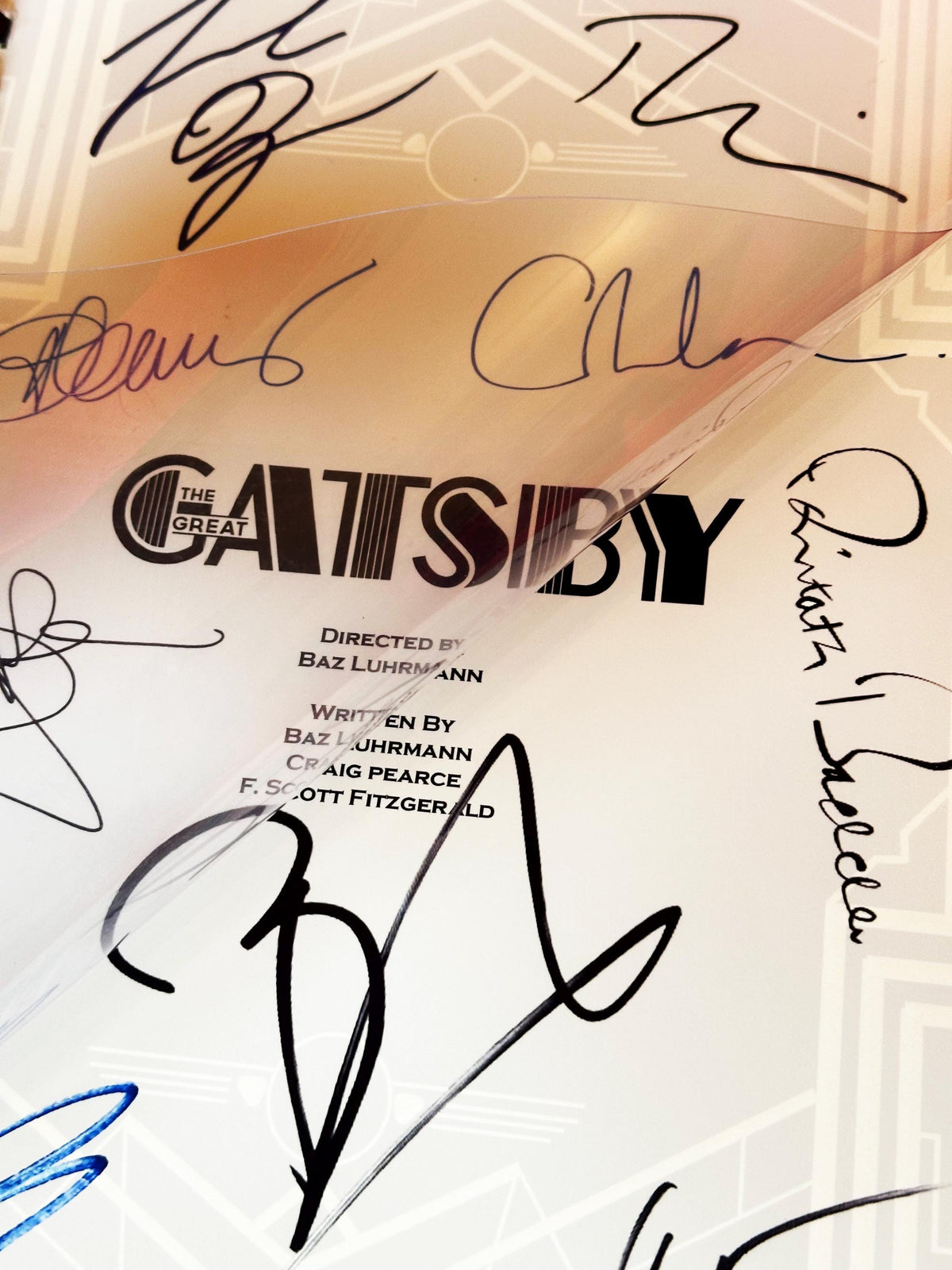GATSBY Movie Script, With Printed Cast Signatures, Autographs