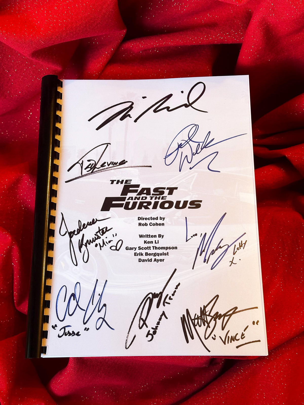 The Fast And The Furious Movie Script, With Printed Cast Signatures, Autographs
