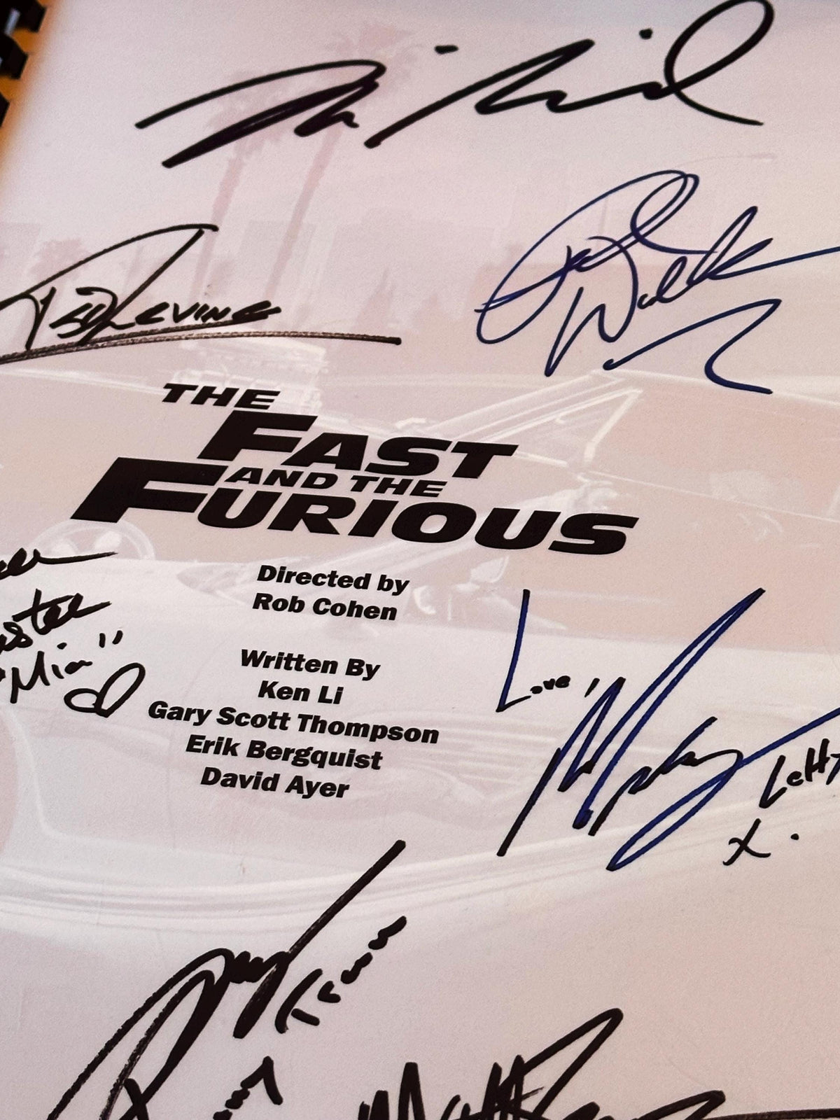 The Fast And The Furious Movie Script, With Printed Cast Signatures, Autographs