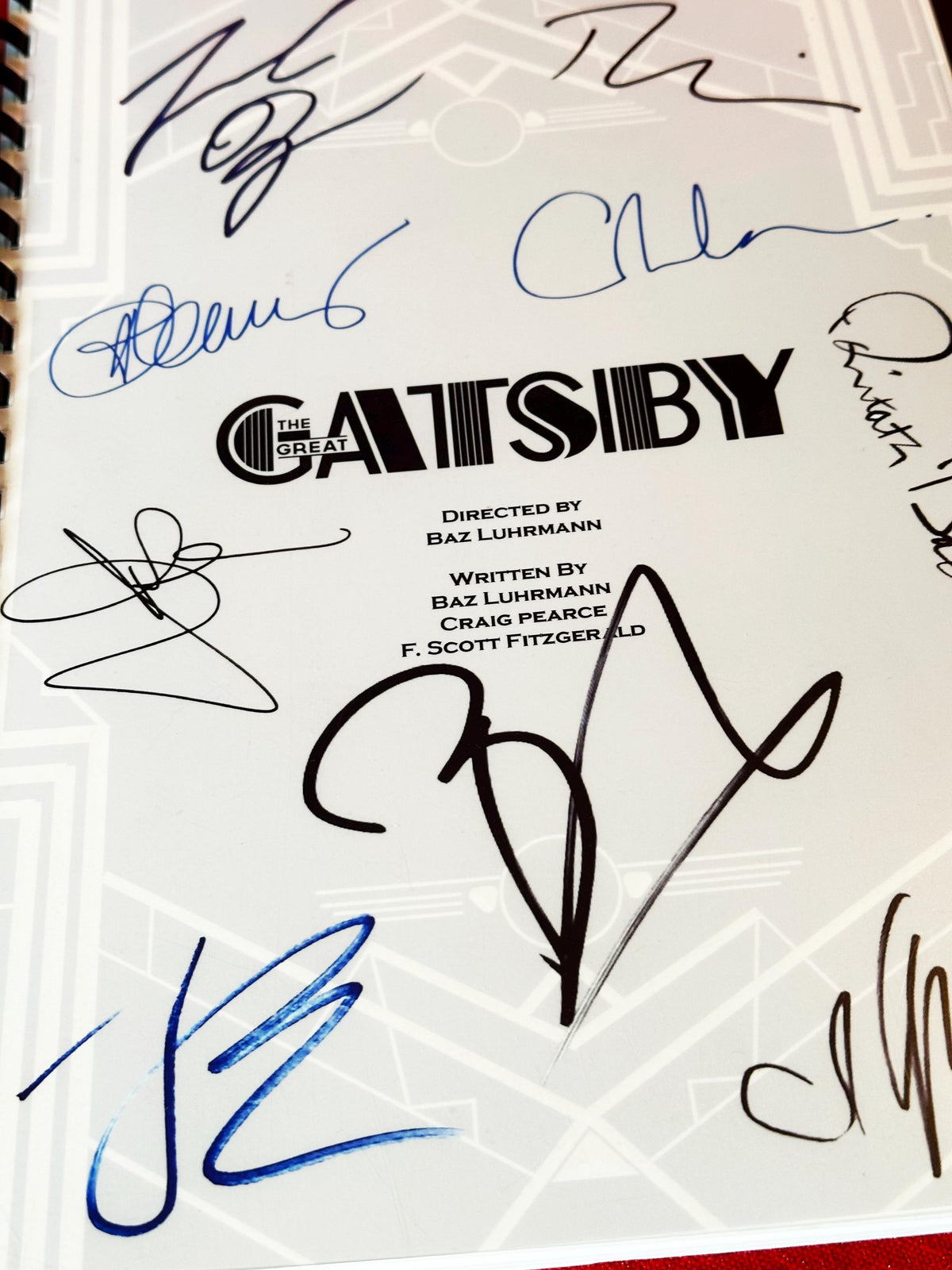 GATSBY Movie Script, With Printed Cast Signatures, Autographs