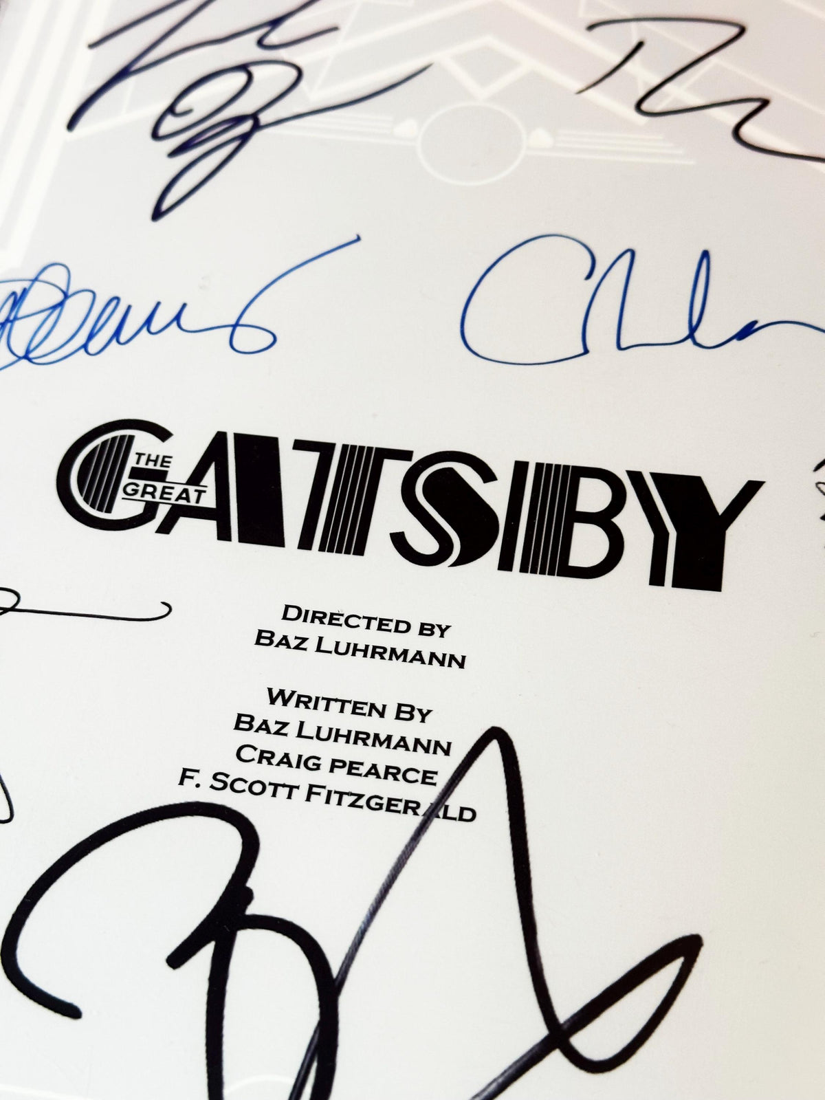 GATSBY Movie Script, With Printed Cast Signatures, Autographs
