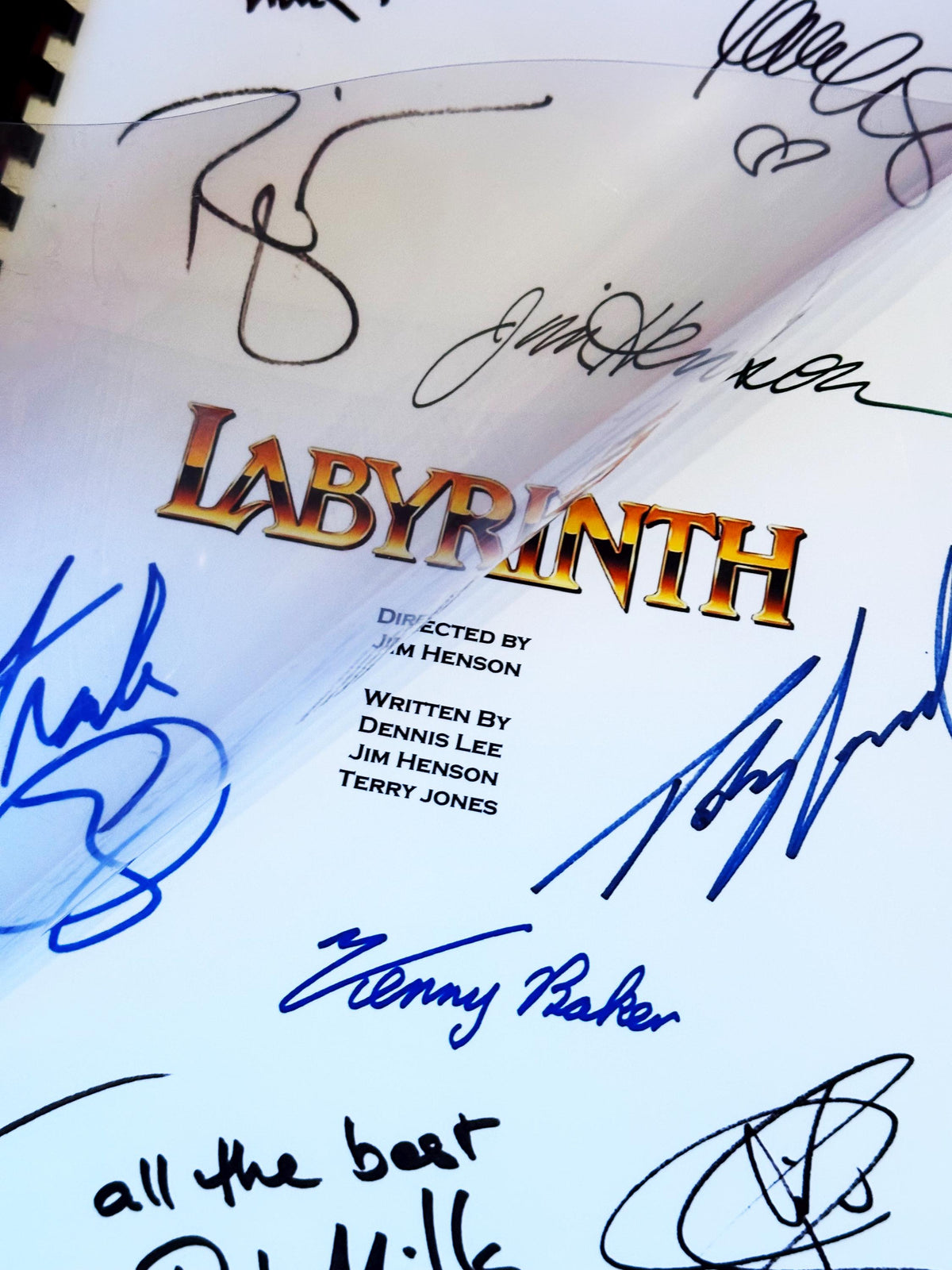 LABYRINTH Movie Script, With Printed Cast Signatures, Autographs