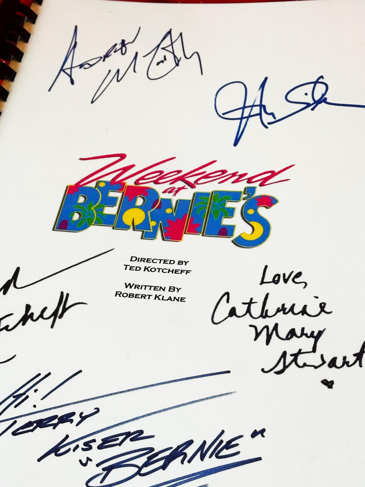 WEEKEND AT BERNIES Movie Script, With Printed Cast Signatures, Autographs
