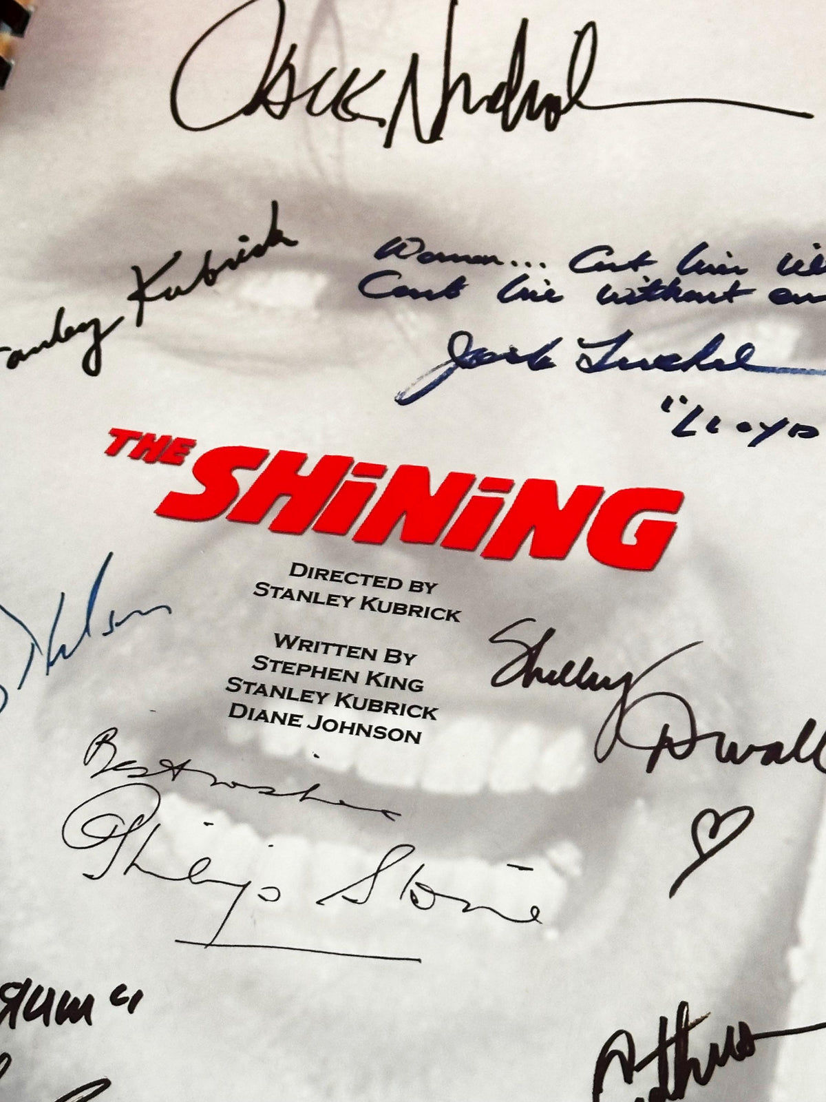 SHINING Movie Script, With Printed Cast Signatures, Autographs