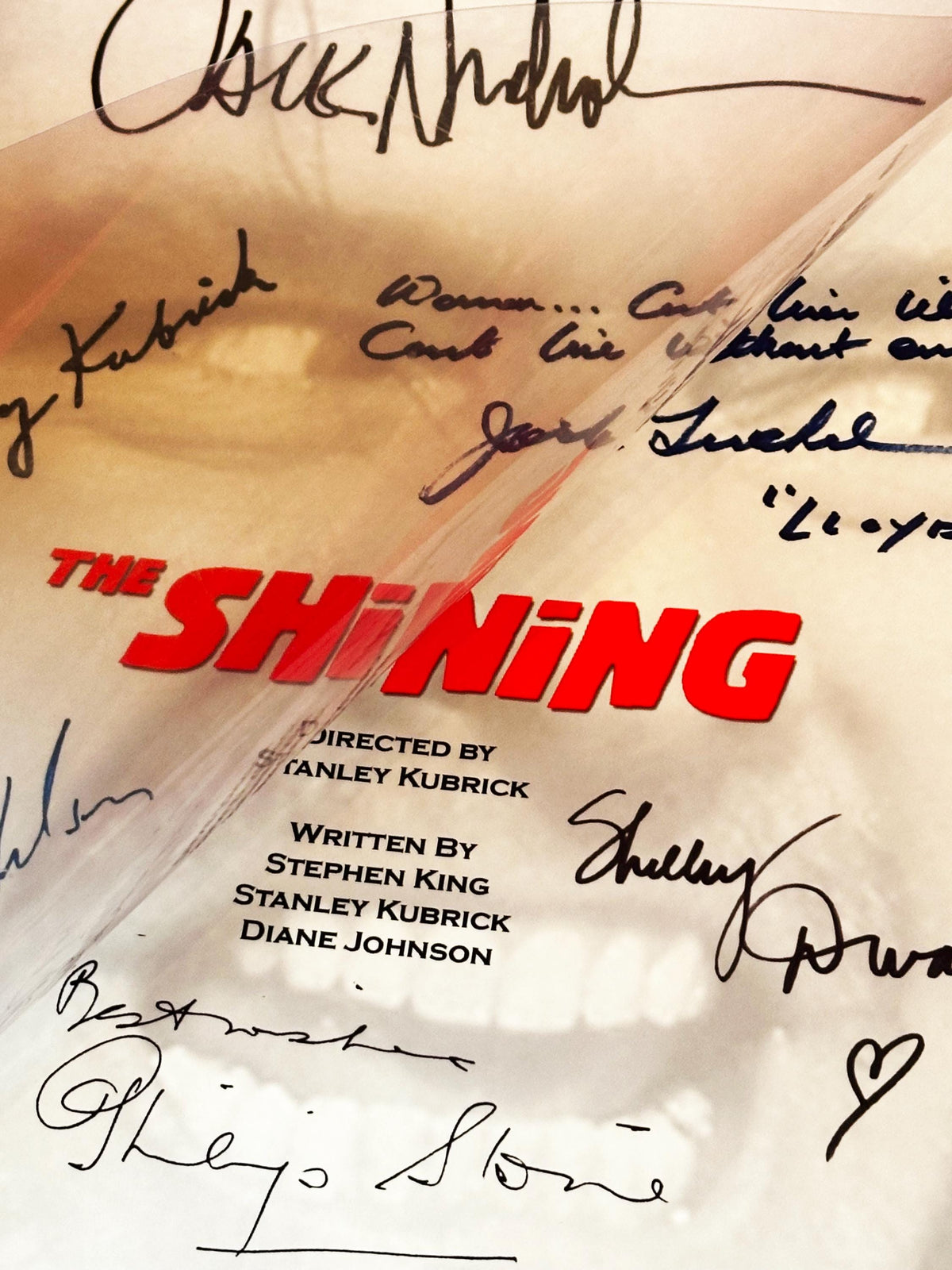 SHINING Movie Script, With Printed Cast Signatures, Autographs