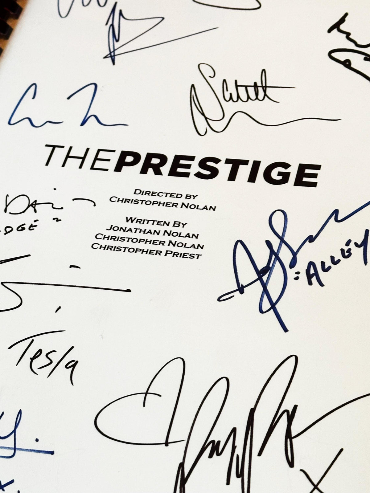 PRESTIGE Movie Script, With Printed Cast Signatures, Autographs