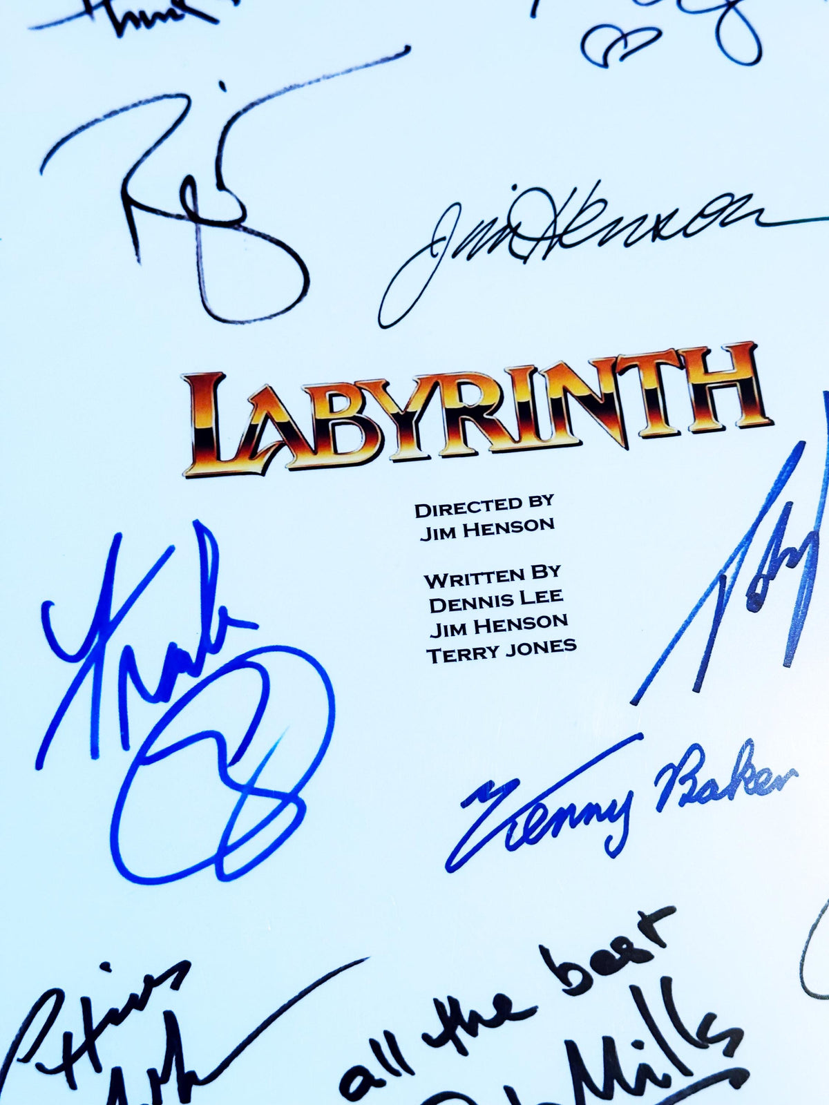 LABYRINTH Movie Script, With Printed Cast Signatures, Autographs