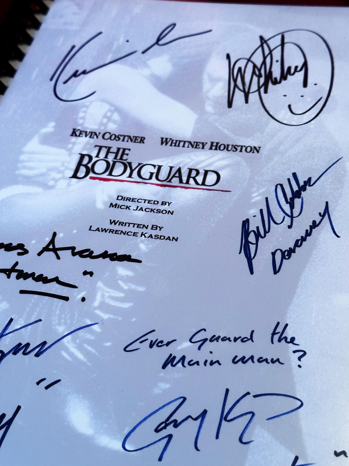 THE BODYGUARD Signed Movie Script, With Printed Cast Signatures, Autographs