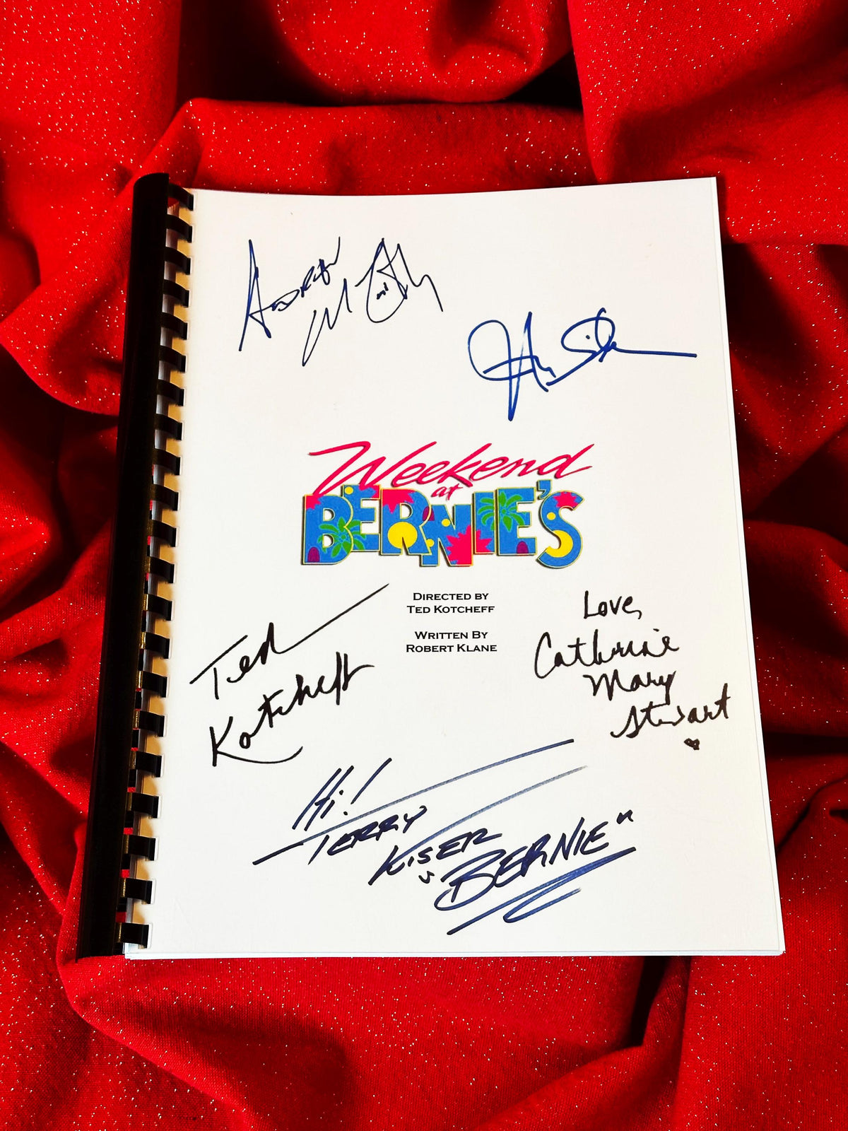 WEEKEND AT BERNIES Movie Script, With Printed Cast Signatures, Autographs
