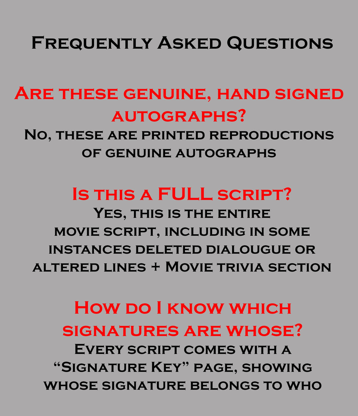 BLUES BROTHERS Movie Script, With Printed Cast Signatures, Autographs