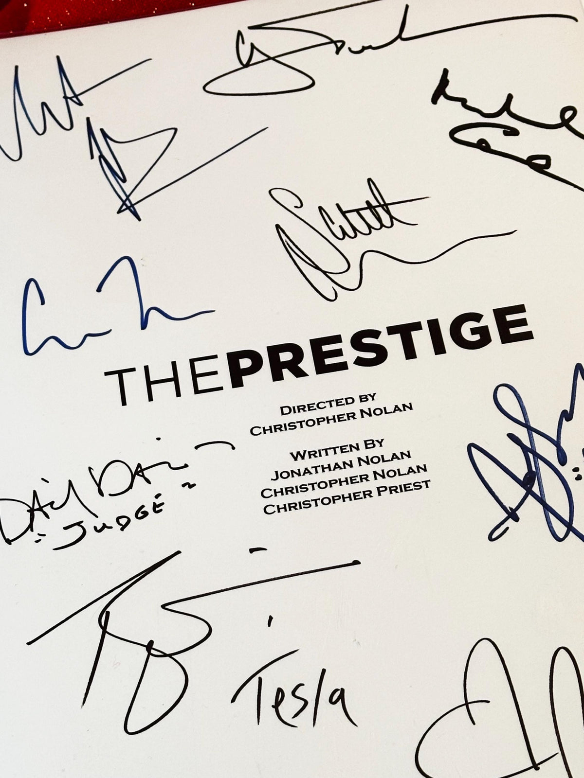 PRESTIGE Movie Script, With Printed Cast Signatures, Autographs