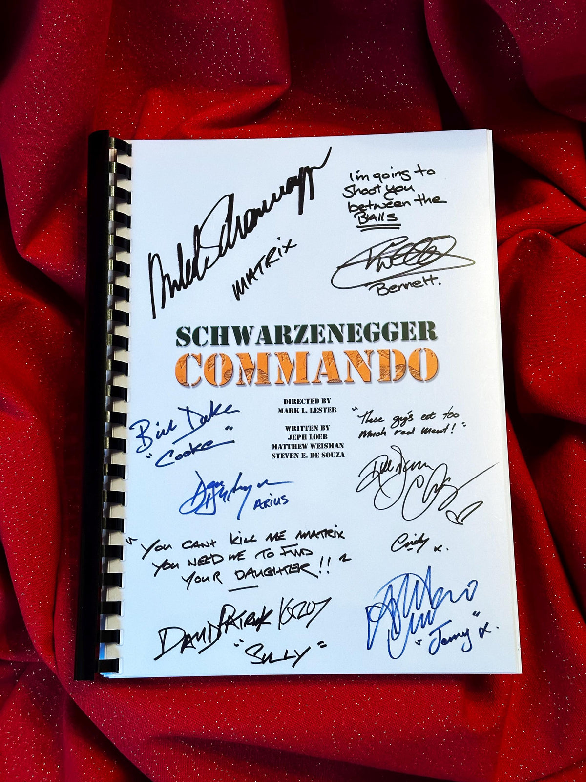 COMMANDO Movie Script, With Printed Cast Signatures, Autographs