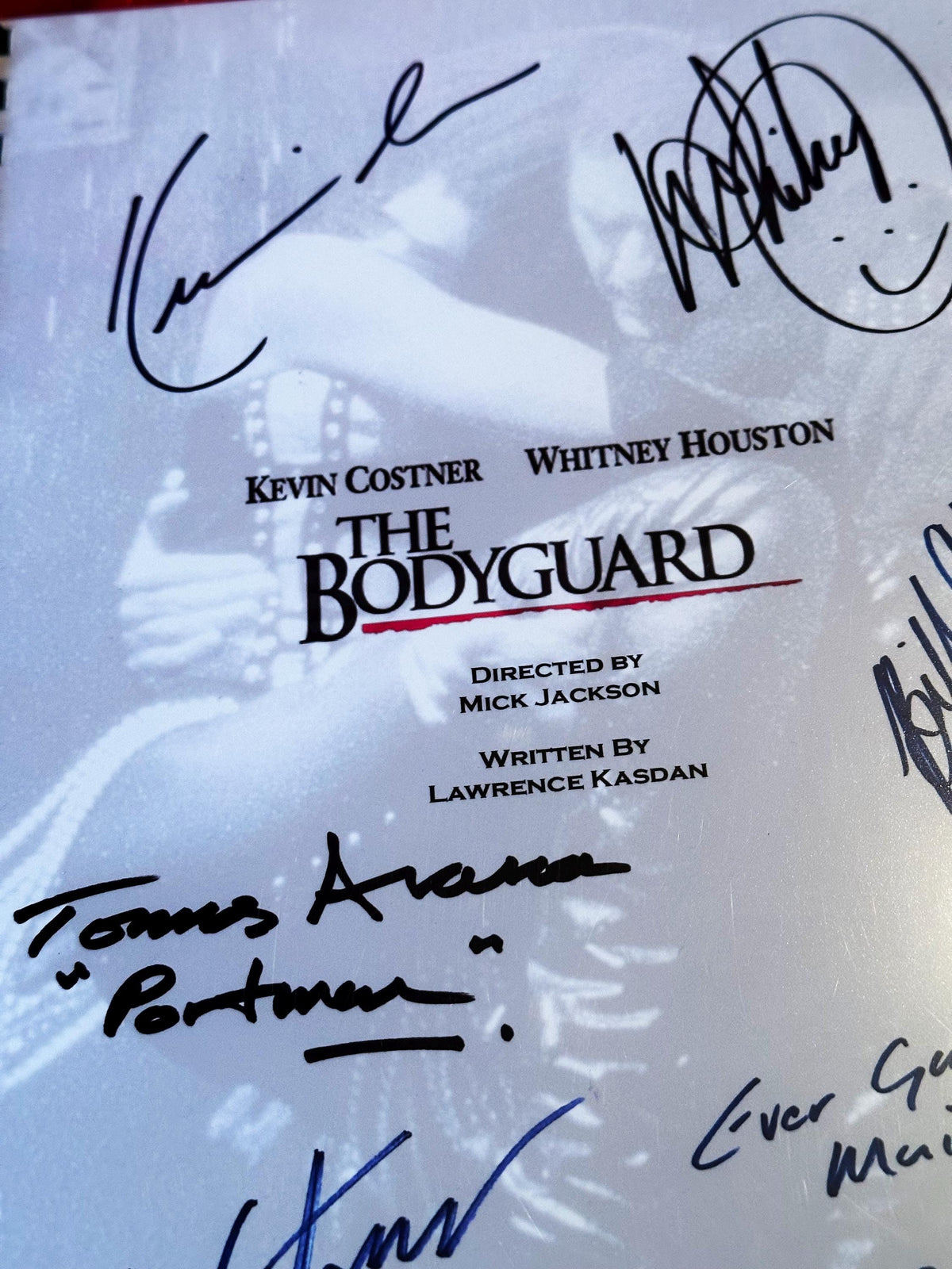 THE BODYGUARD Signed Movie Script, With Printed Cast Signatures, Autographs