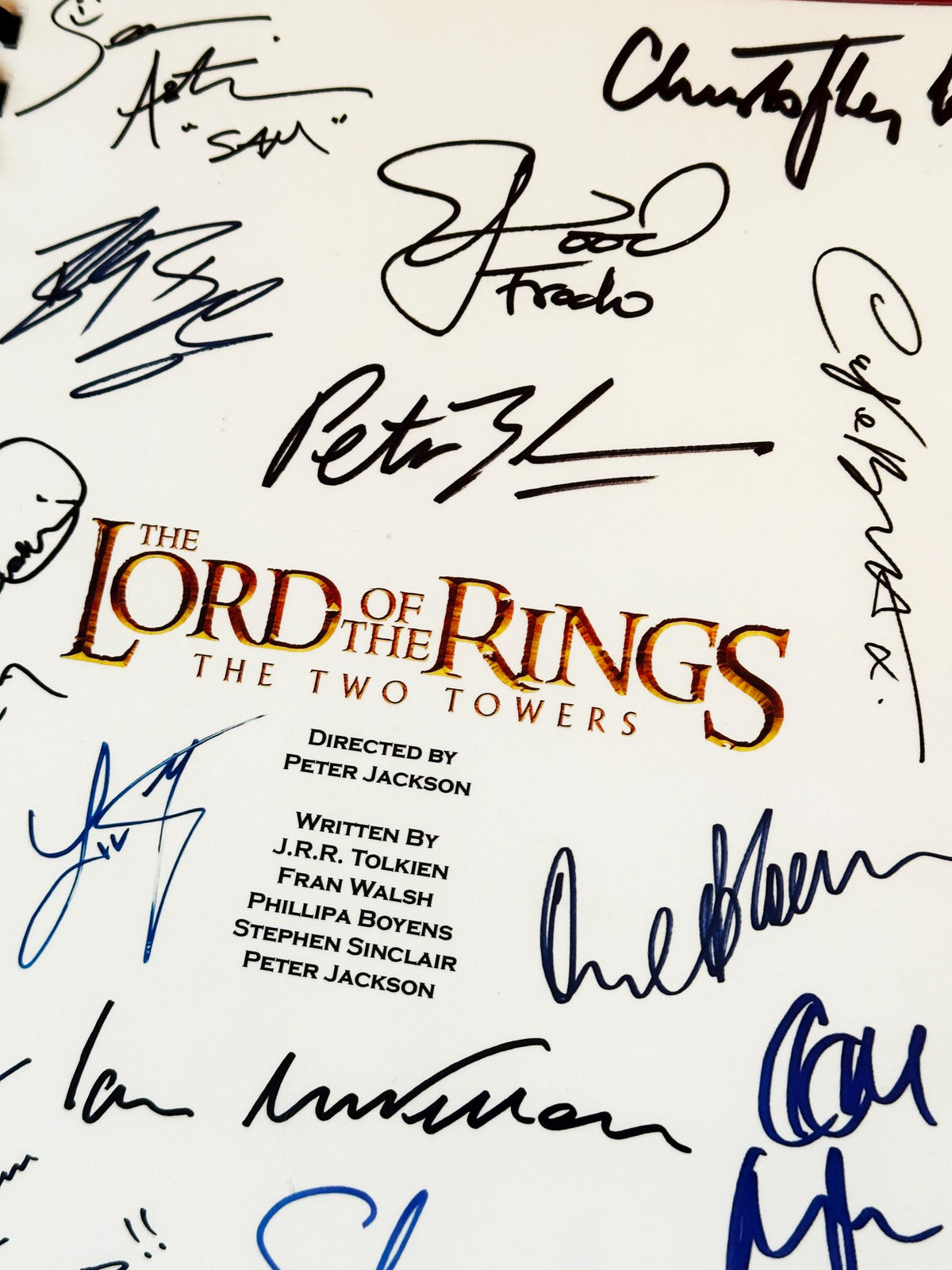 Lord, Rings, Two Towers, Movie Script, With Printed Cast Signatures, Autographs