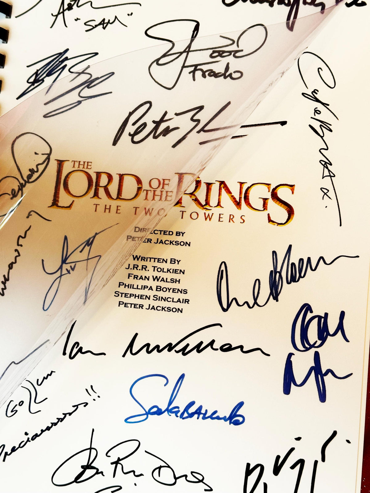 Lord, Rings, Two Towers, Movie Script, With Printed Cast Signatures, Autographs