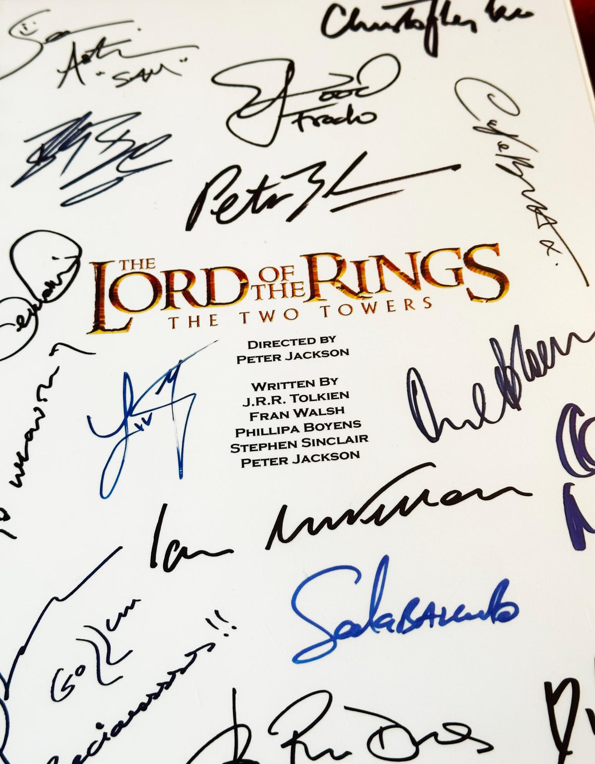 Lord, Rings, Two Towers, Movie Script, With Printed Cast Signatures, Autographs