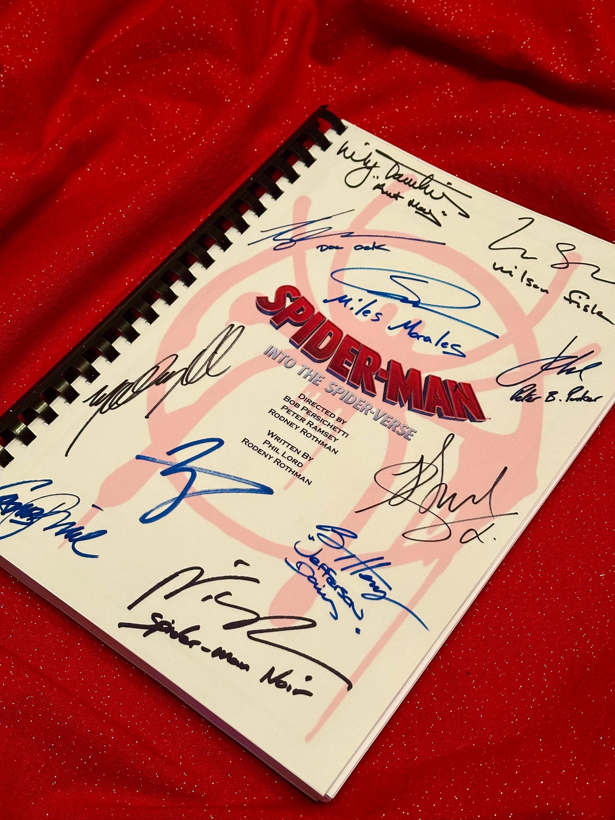 INTO THE SPIDERVERSE Reproduction Movie Script, With Printed Cast Signatures, Autographs