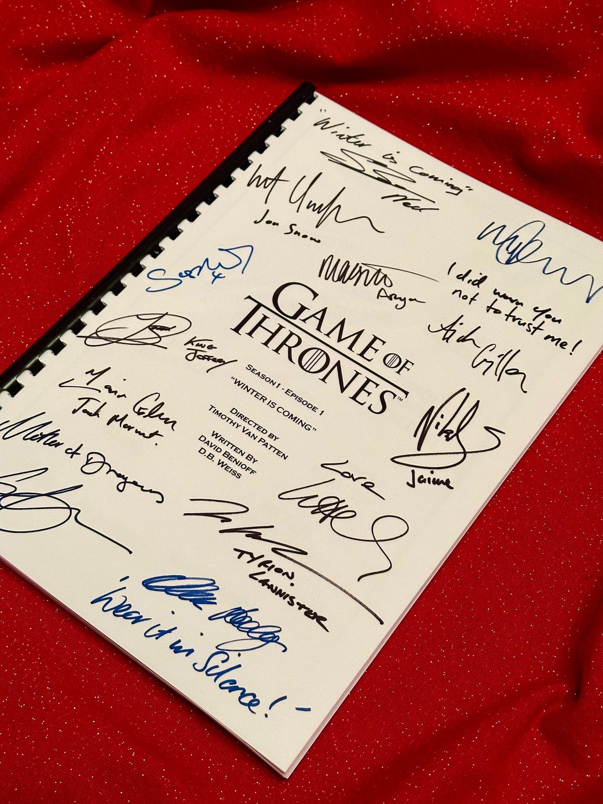 GAME, THRONES Script, With Printed Cast Signatures, Autographs