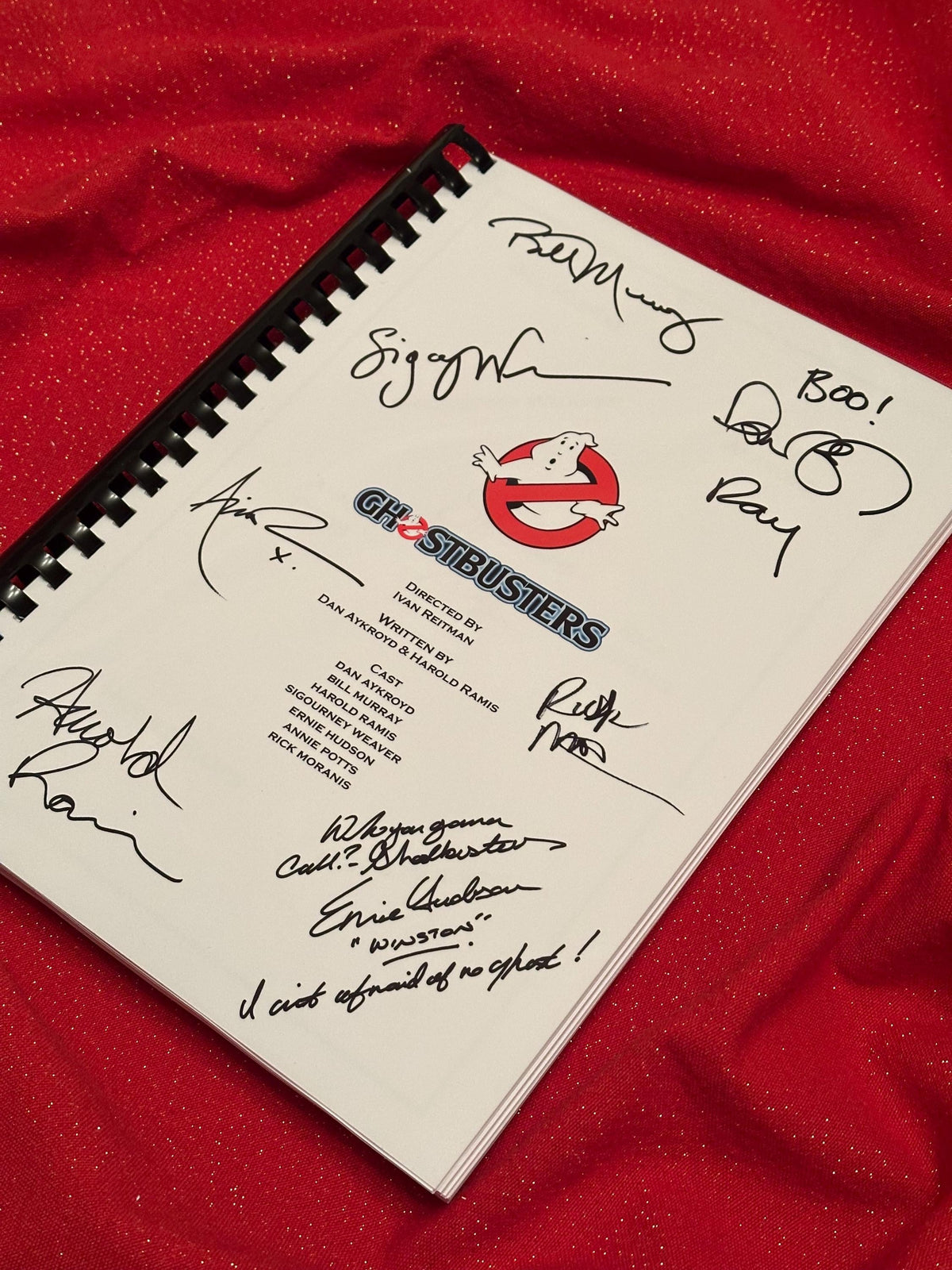 GHOST, BUSTERS Movie Script, With Printed Cast Signatures, Autographs