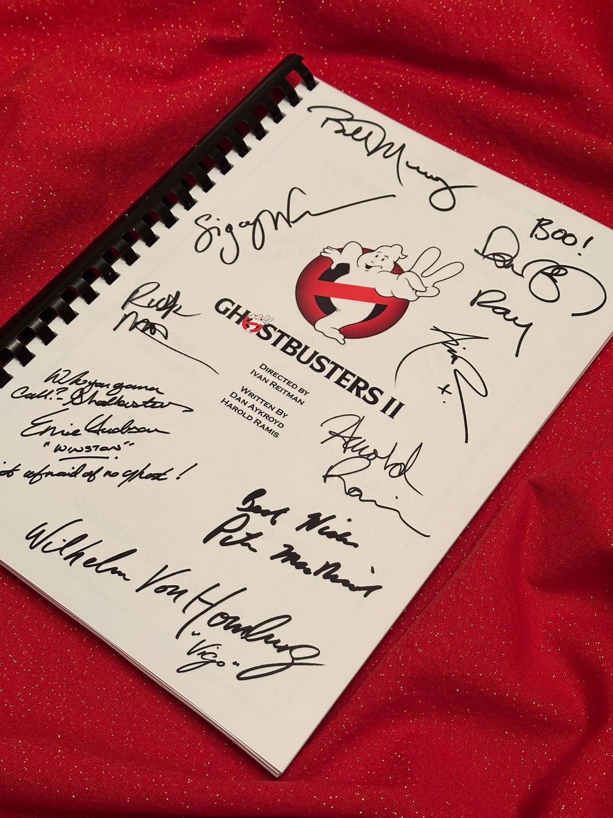 GHOST, BUSTERS 2 Movie Script, With Printed Cast Signatures, Autographs