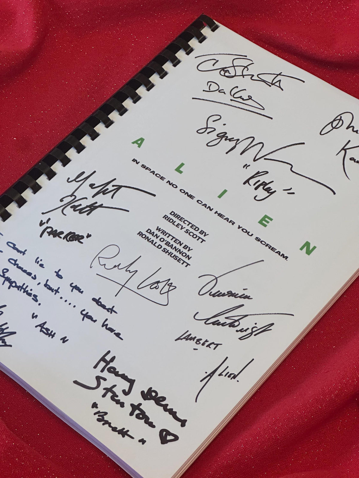 ALIEN Movie Script, Present, With Printed Cast Signatures, Autographs