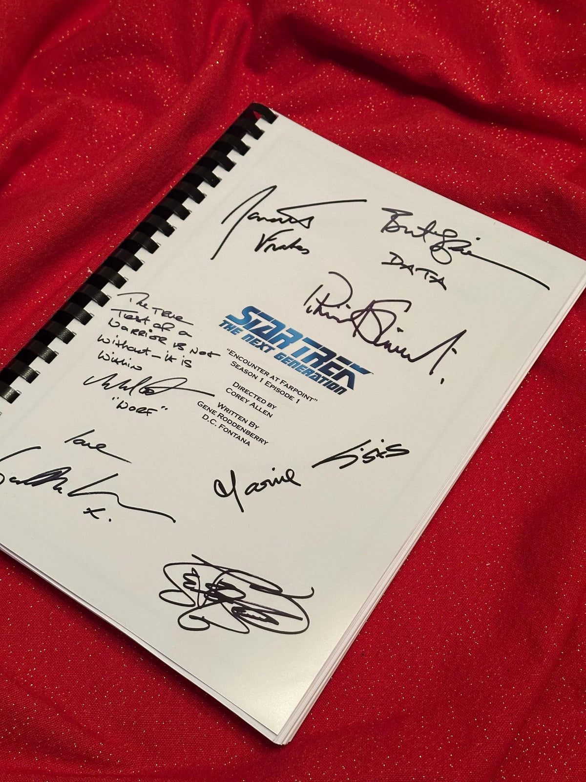 TREK, Next Gen, Script, With Printed Cast Signatures, Autographs