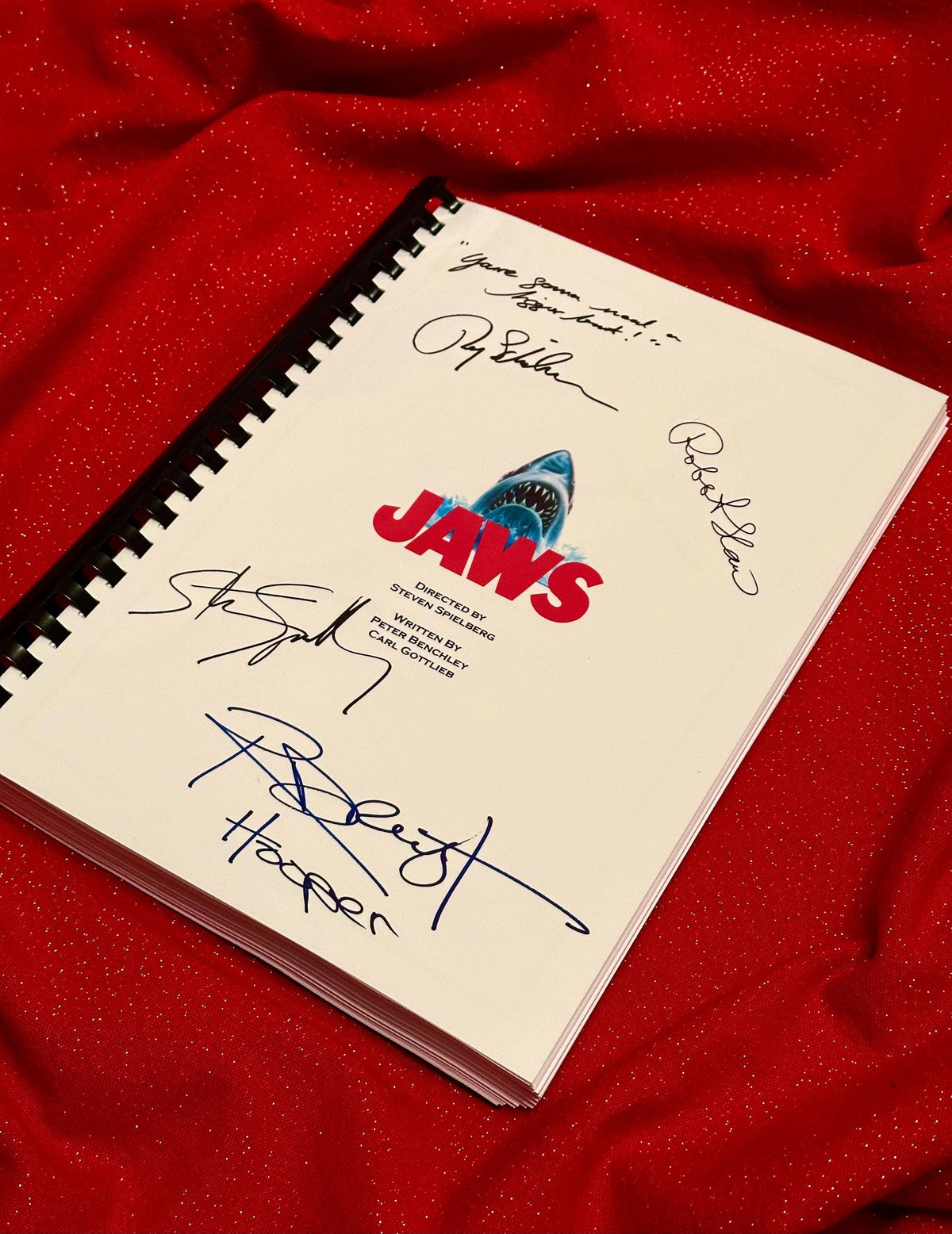 JAWS Movie Script, With Printed Cast Signatures, Autographs