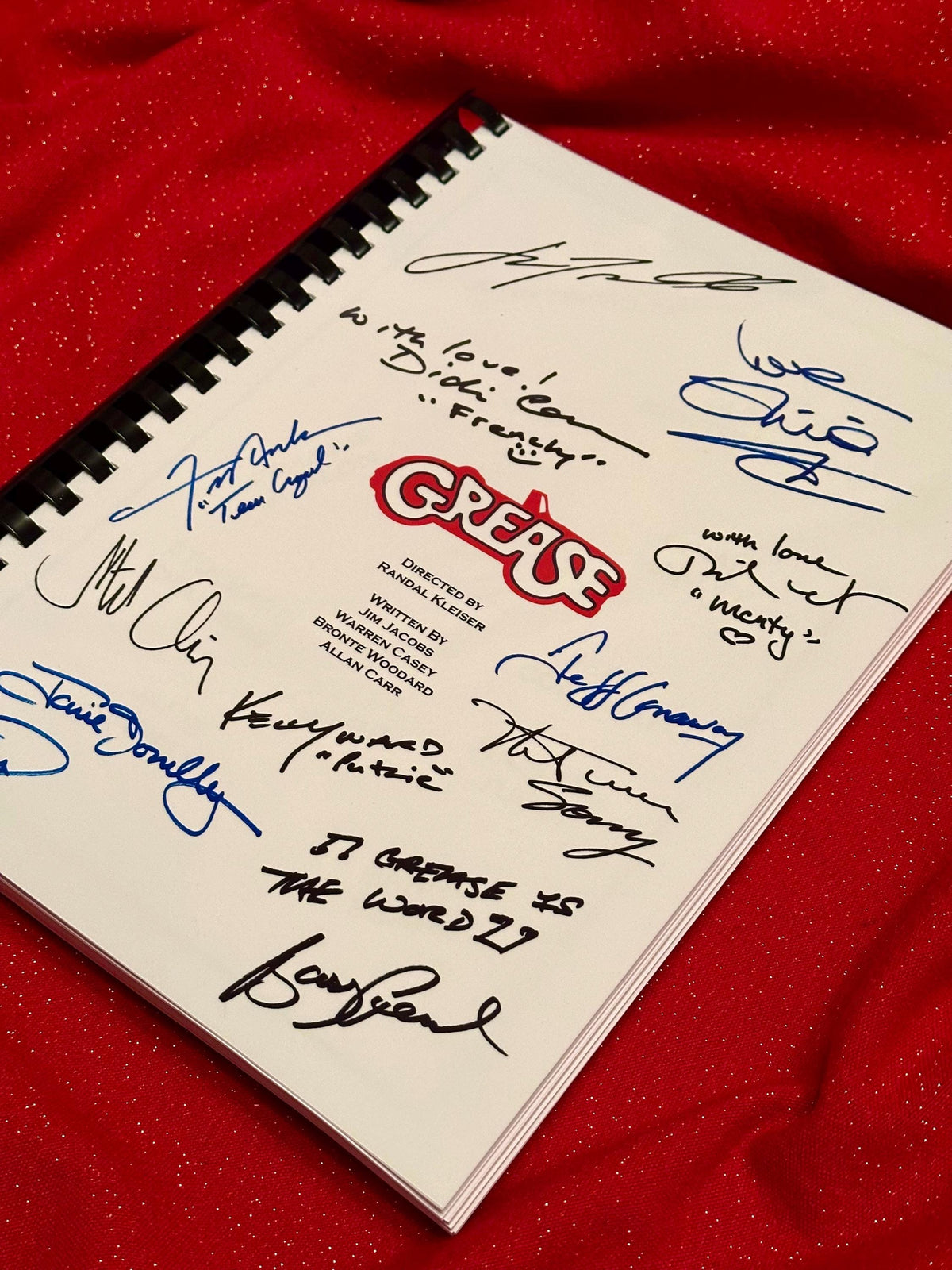GREASE Signed Movie Script, With Printed Cast Signatures, Autographs