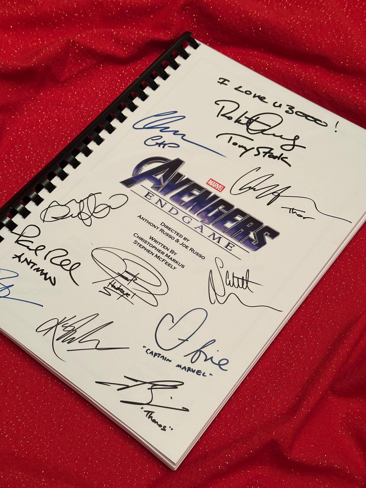 ENDGAME Movie Script, With Printed Cast Signatures, Autographs