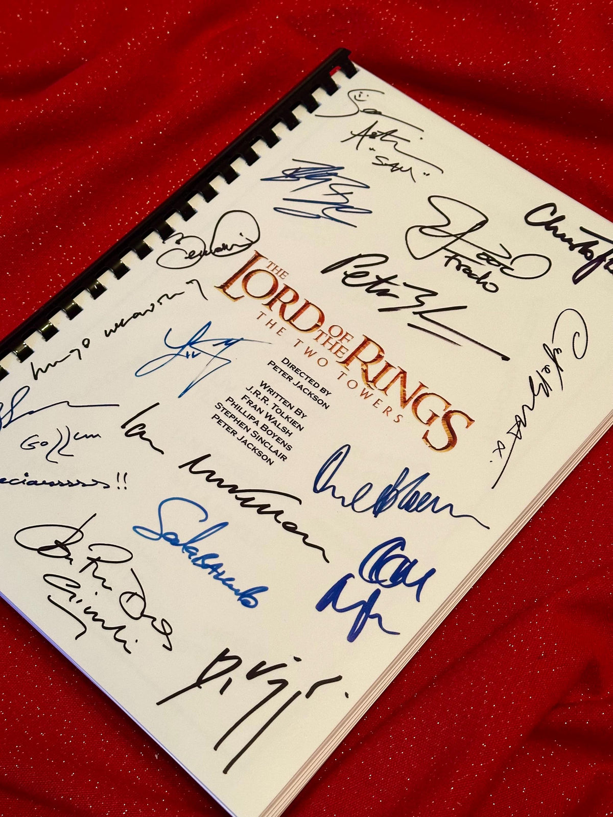 Lord, Rings, Two Towers, Movie Script, With Printed Cast Signatures, Autographs