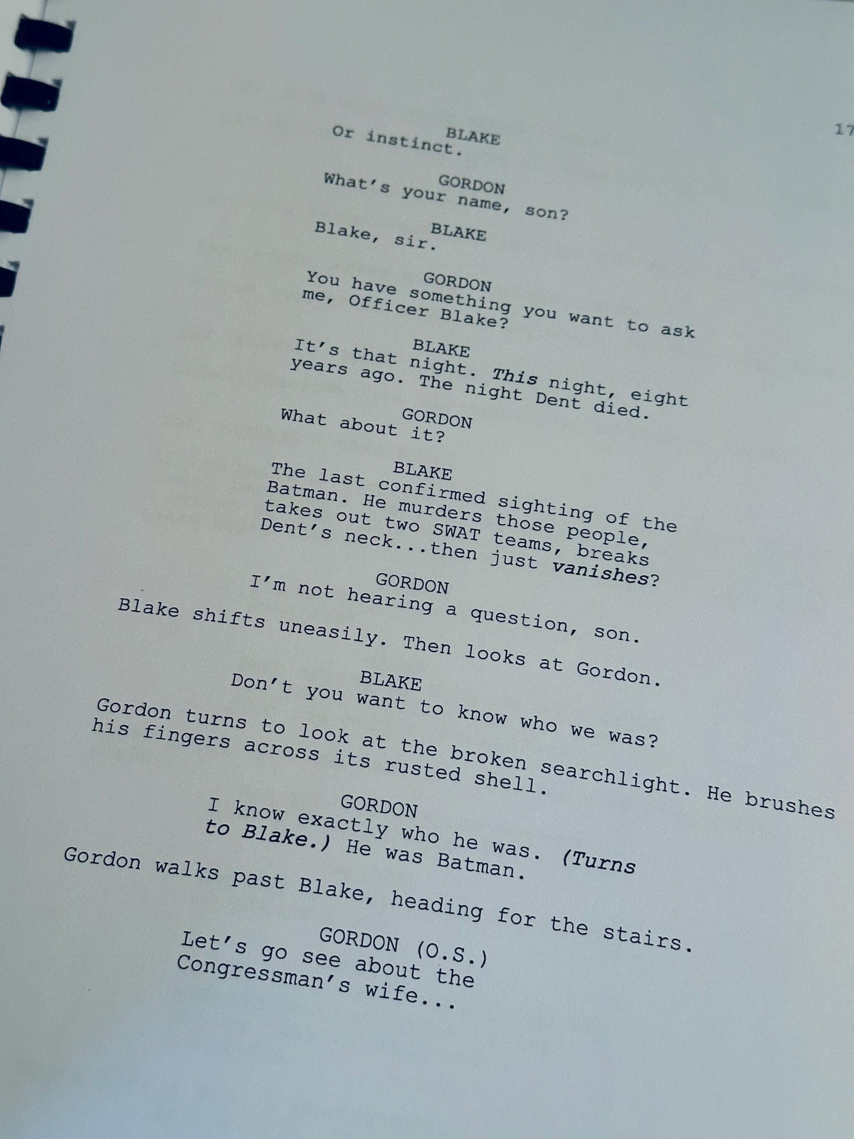 D KNIGHT RISES Movie Script, With Printed Cast Signatures, Autographs