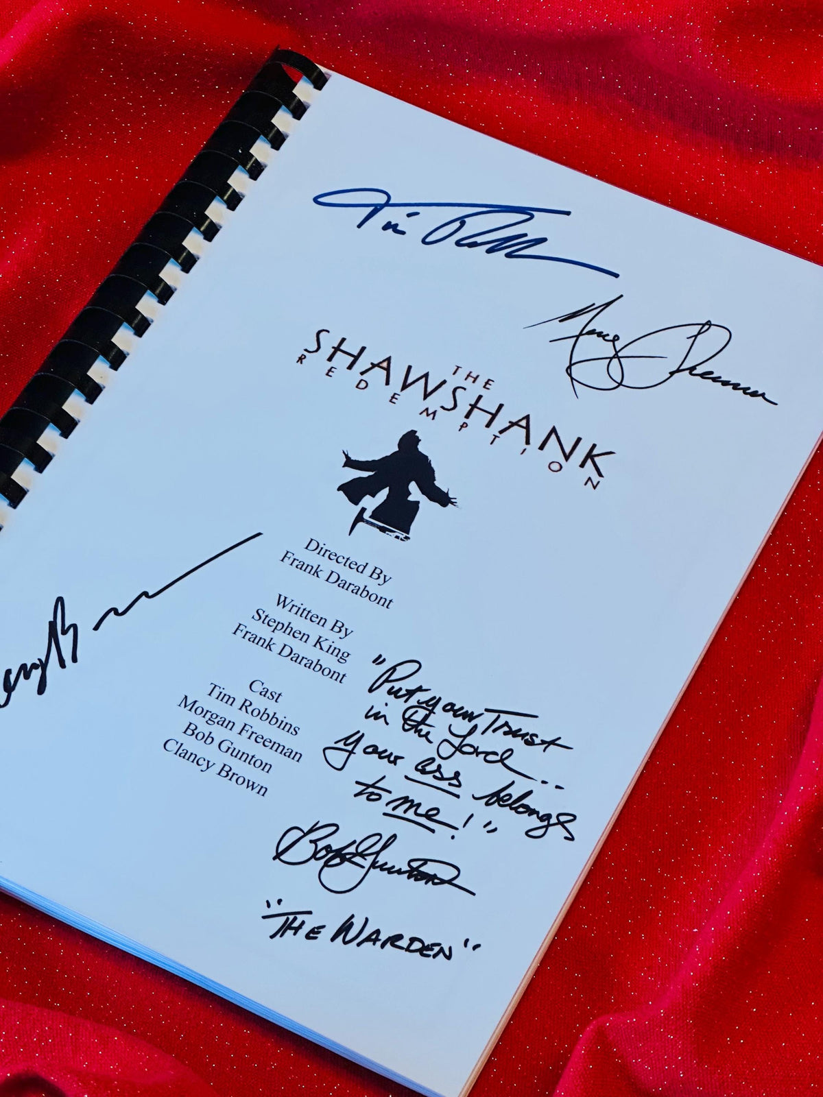SHAWSHANK REDEMPTION Movie Script, With Printed Cast Signatures, Autographs
