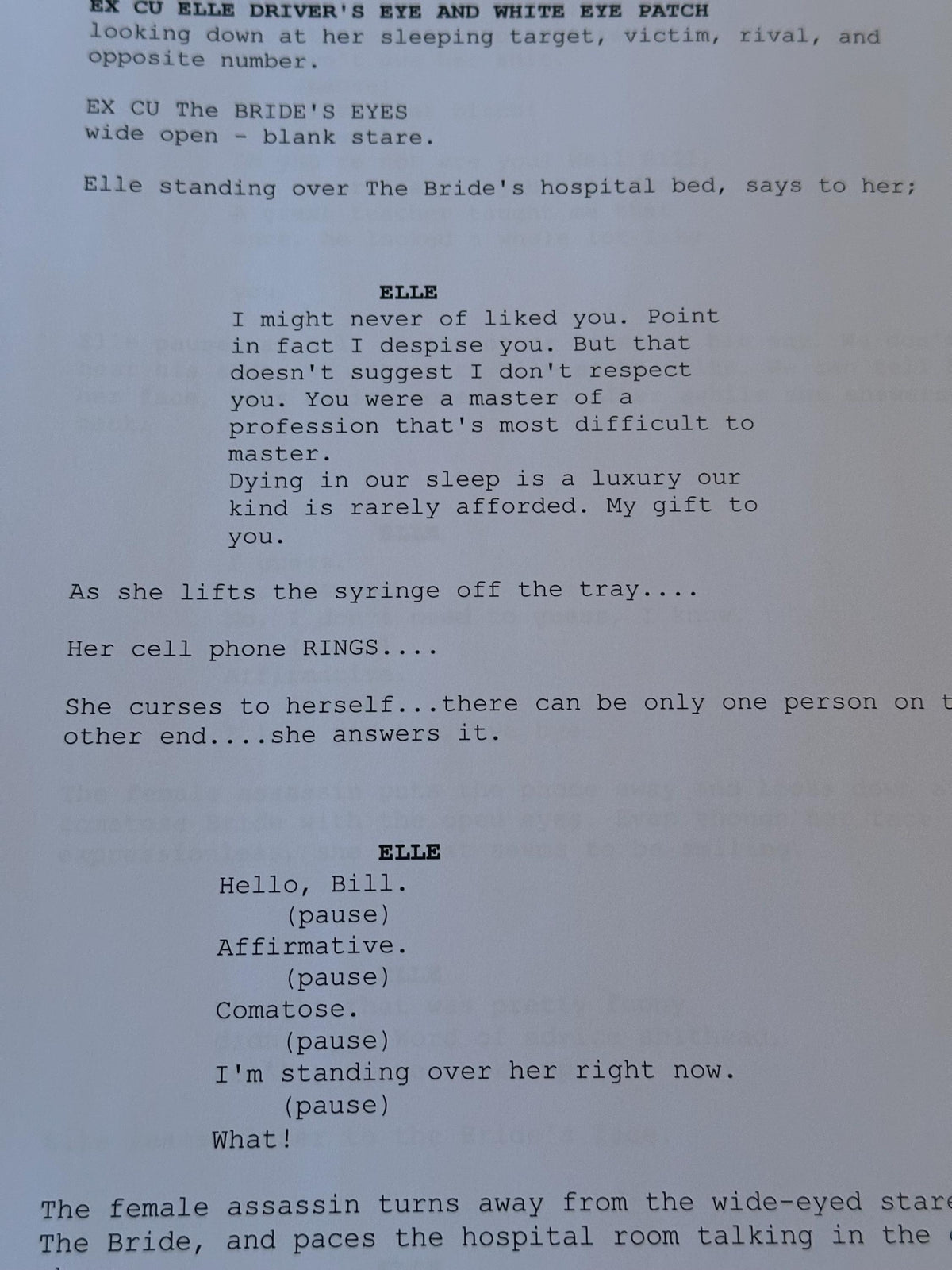 KILL BILL Movie Script, With Printed Cast Signatures, Autographs
