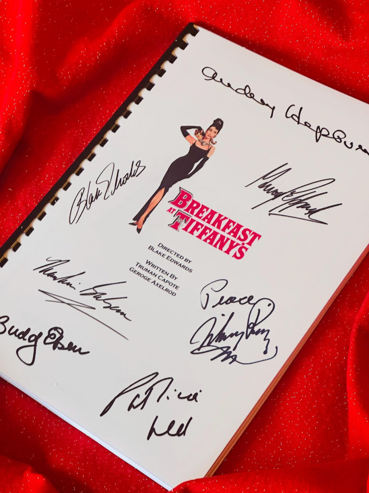 BREAKFAST AT TIFFANY'S Signed Movie Script, With Printed Cast Signatures, Autographs