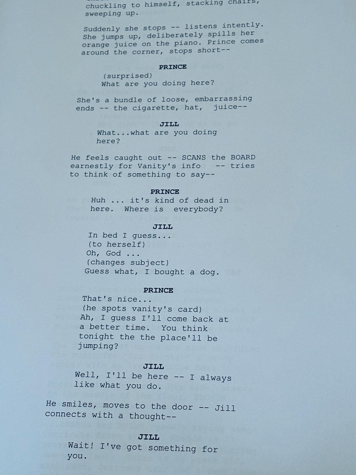 PURPLE, RAIN Movie Script, Screenplay, With Printed Cast Signatures, Autographs