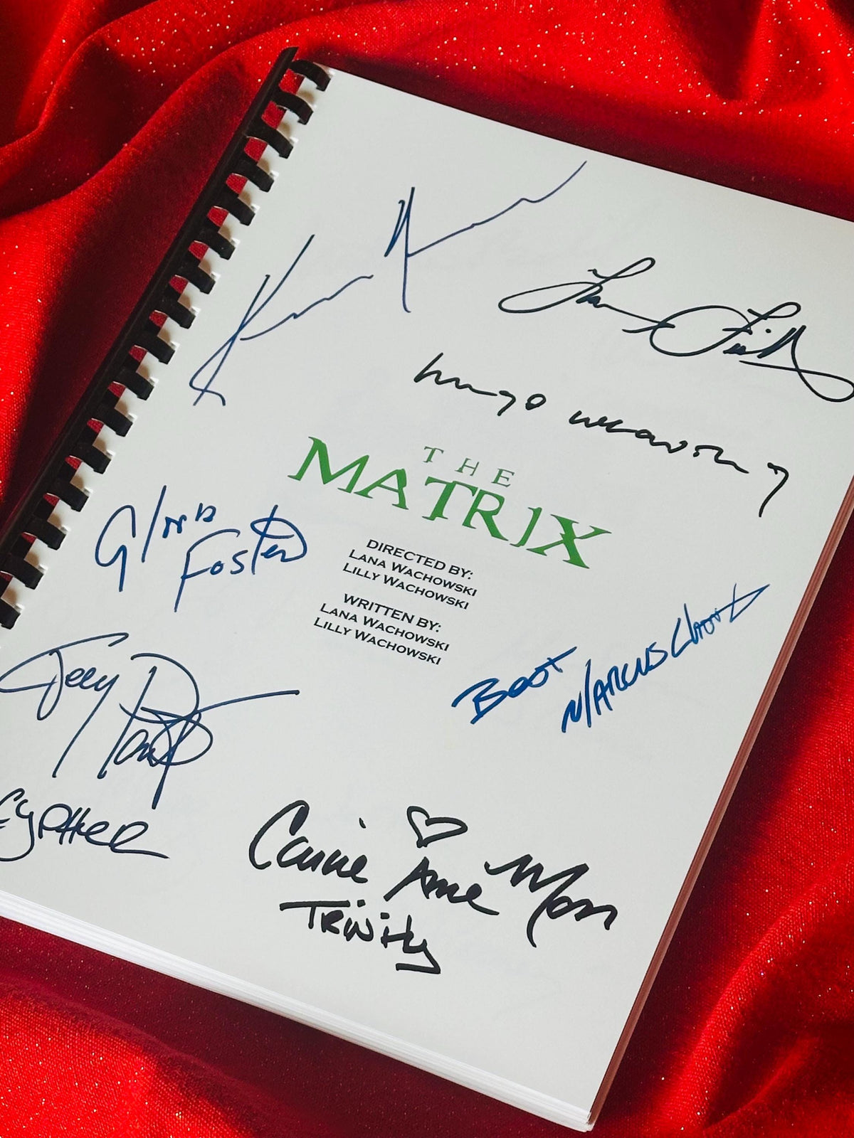 THE MATRIX Signed Movie Script, With Printed Cast Signatures, Autographs