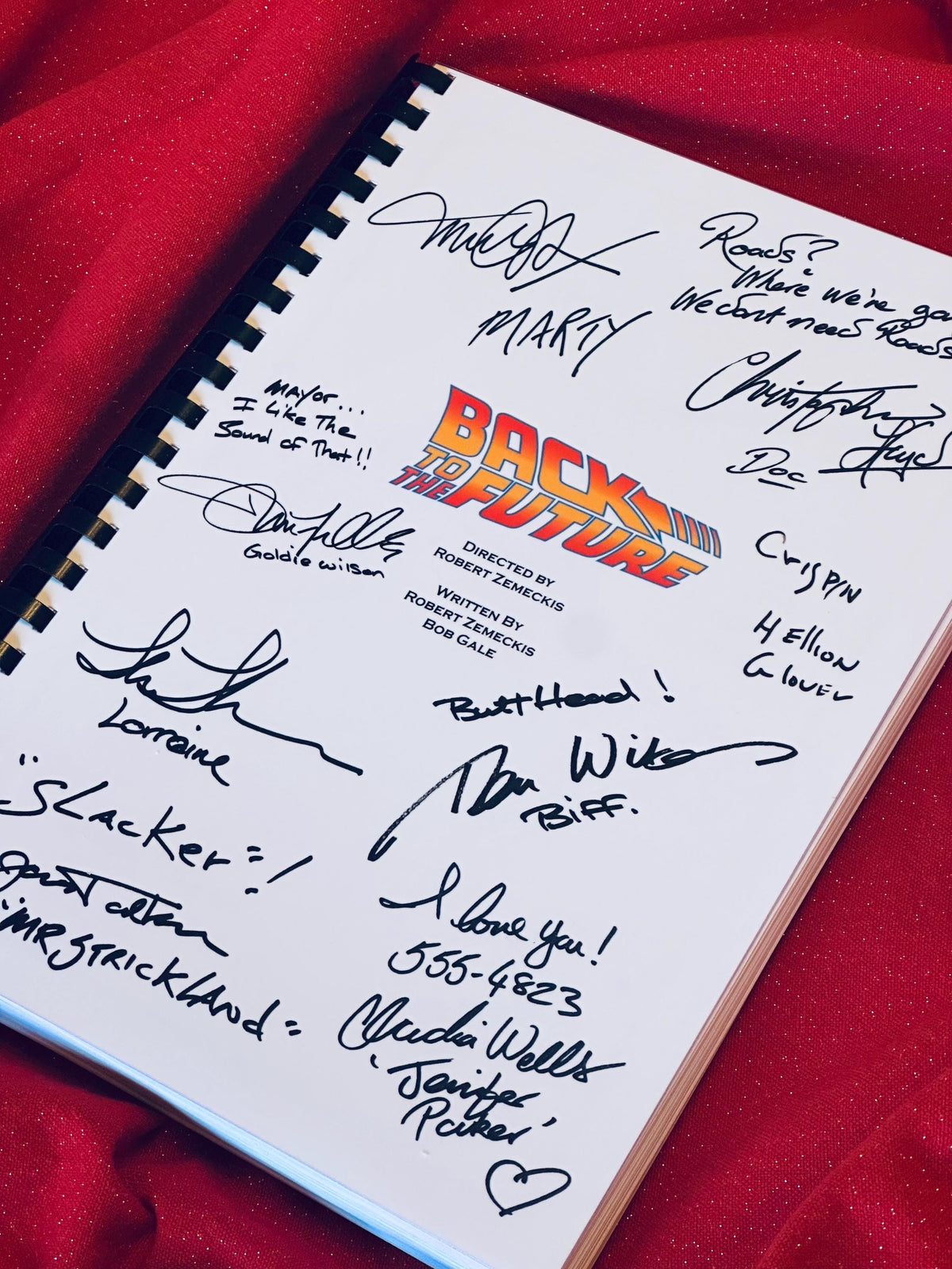 Back, Future Signed Movie Script, With Printed Cast Signatures, Autographs