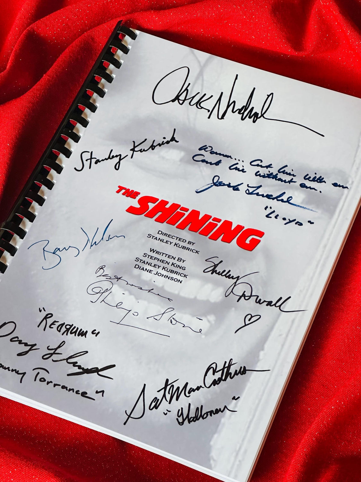 SHINING Movie Script, With Printed Cast Signatures, Autographs