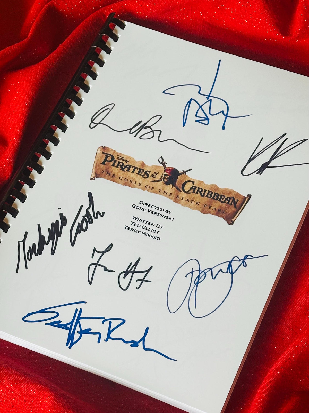 PIRATES, CARIBBEAN Signed Movie Script, With Printed Cast Signatures, Autographs