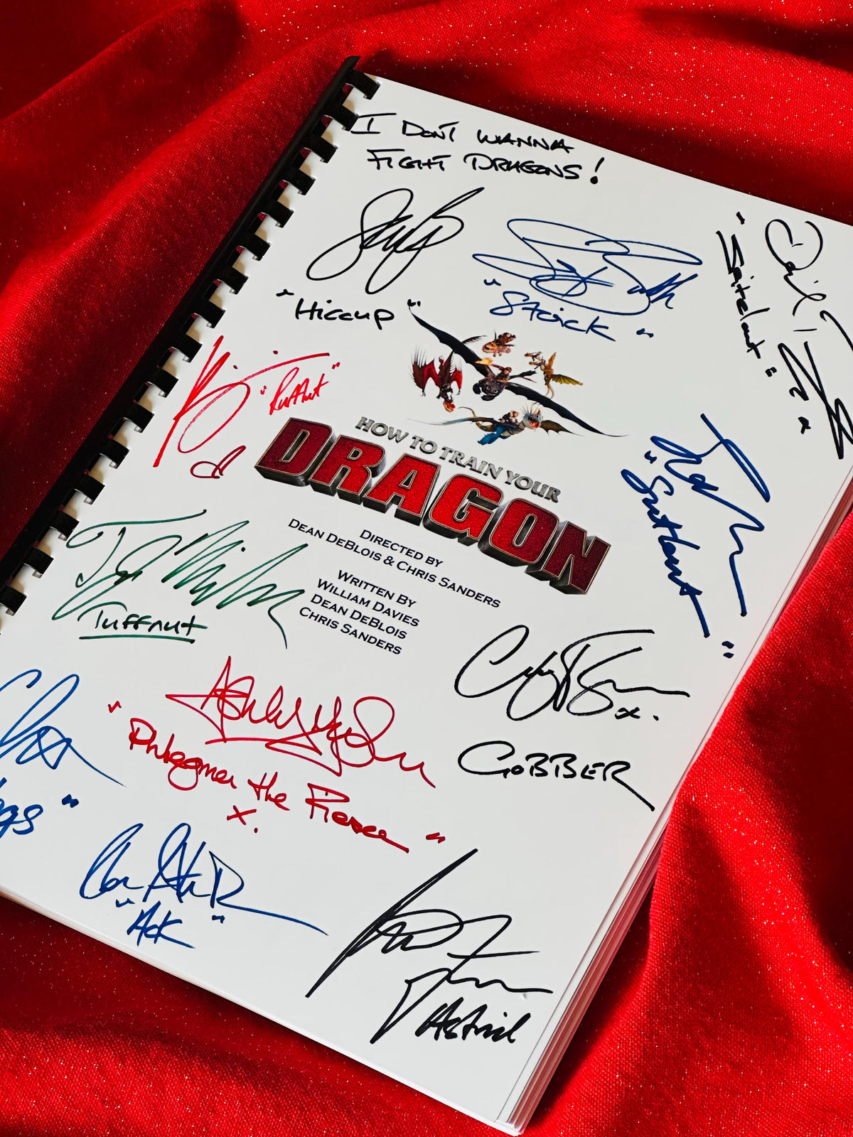 TRAIN, YOUR, DRAGON Movie Script, With Printed Cast Signatures, Autographs