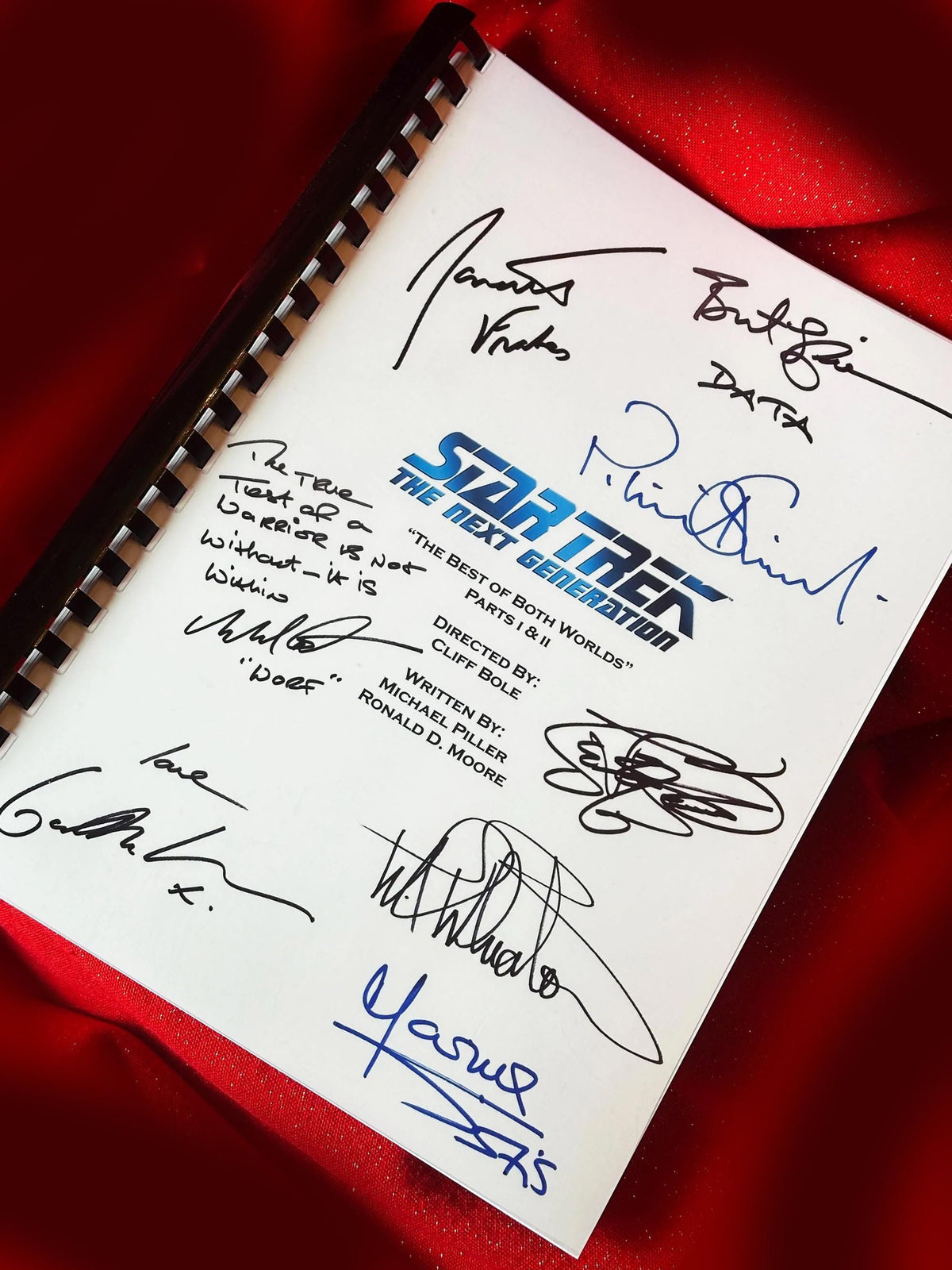 TREK, Next Generation, The Best Of Both Worlds Part 1 & 2 Combined, Script, With Printed Cast Signatures, Autographs