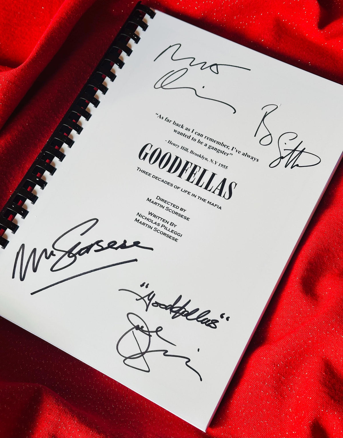 GOODFELLAS Signed Movie Script, With Printed Cast Signatures, Autographs