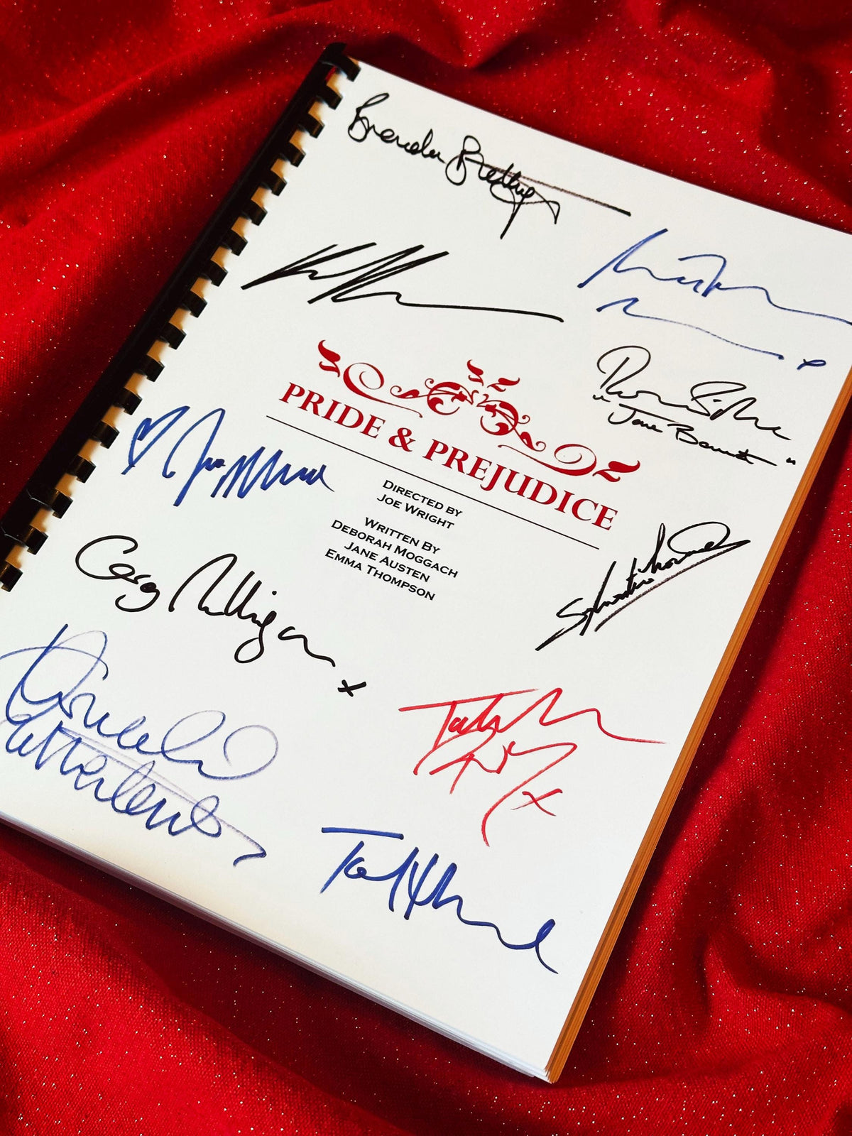 PRIDE, PREJUDICE, Signed Movie Script, With Printed Cast Signatures, Autographs
