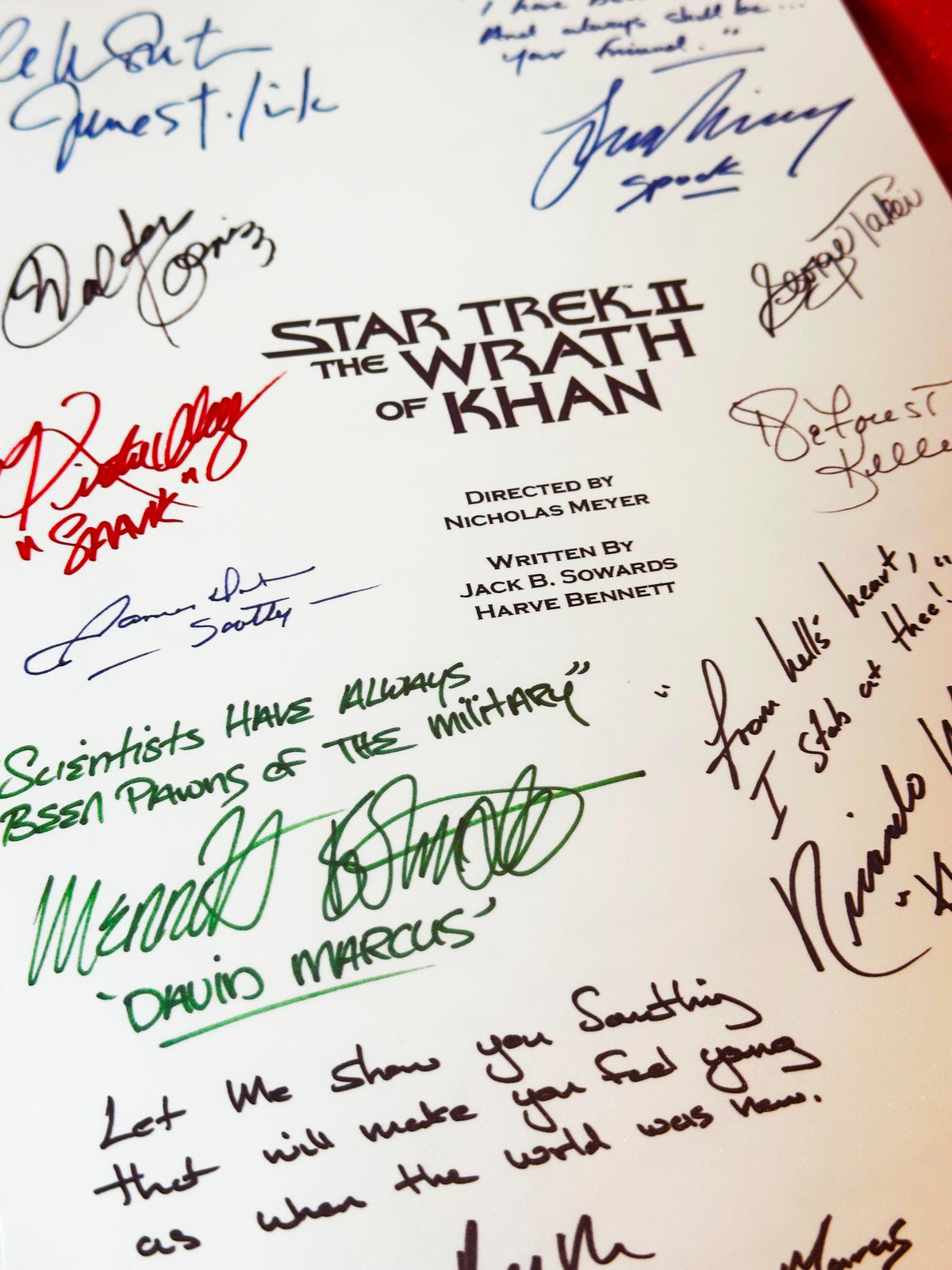 TREK, Wrath, Khan, Movie Script, With Printed Cast Signatures, Autographs